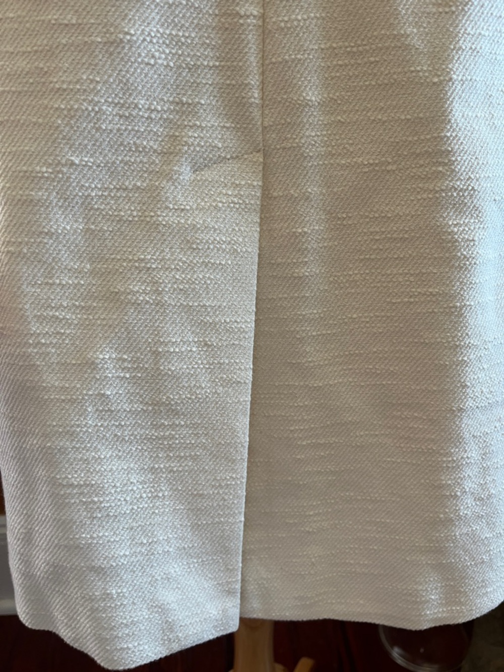 Talbots collarless textured Ivory Coat/Duster w/ Black Trim & pockets Size 14 - Picture 11 of 17
